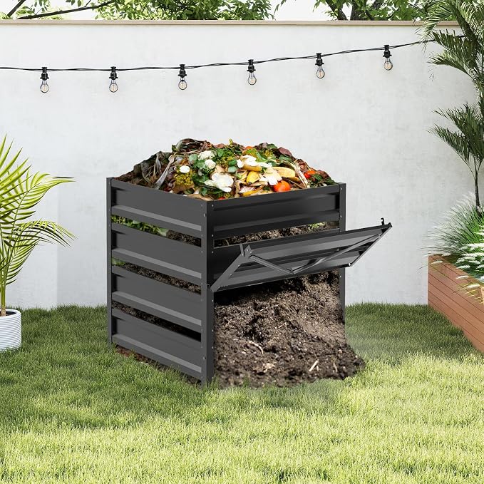 Compost Bin Outdoor -170 Gallon Composter with Rust-Proof Coating, Painted Finish, Large Compost Bin for Producing Fertilizer from Kitchen Waste and Fallen Leaves
