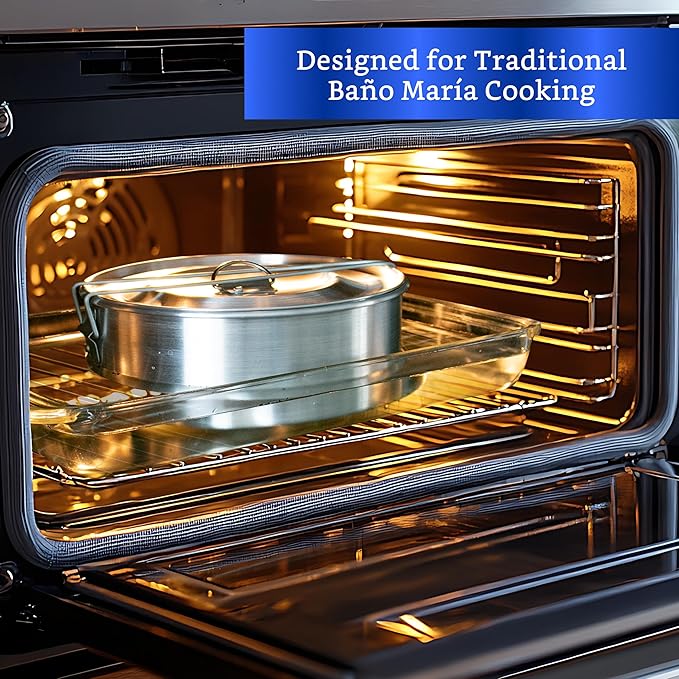 Flan Mold with Lid - Large (9.3 x 3.2 in) - Authentic Mexican Flan Pan - Flan Molds for Baking with Water Bath - Molde para Flan - Flaneras Moldes con Tapa Baño Maria