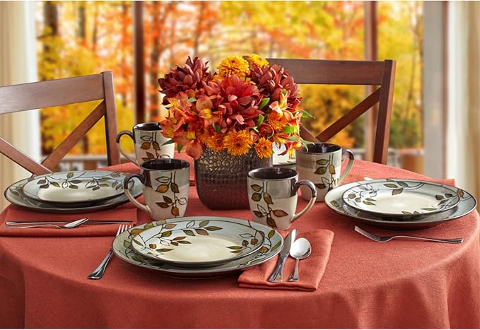 Pfaltzgraff 5136396 Rustic Leaves Dinnerware Set, Assorted