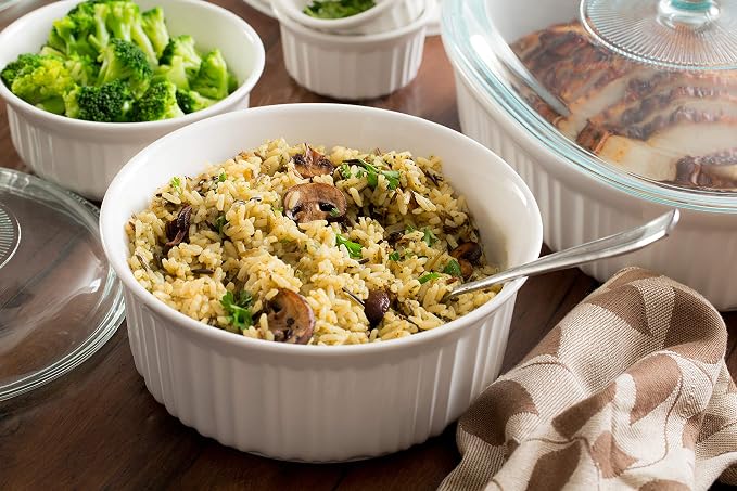 CorningWare French White 12-Pc Ceramic Bakeware Set with Lids Chip and Crack Resistant Stoneware Baking Dish, Microwave, Dishwasher, Oven, Freezer and Fridge Safe