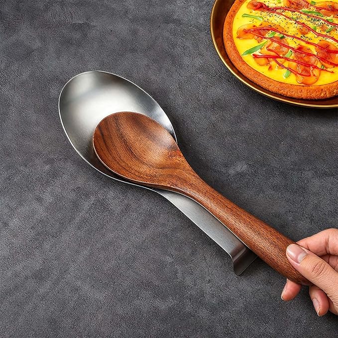 10 Pcs Silver Stainless Steel Spoon Rest, Heavy Duty Utensil Holder for Spatula & Ladle, Dishwasher Safe for Stove Top & Countertop Kitchen Cooking Utensils, 10.24 x 3.86 Inch