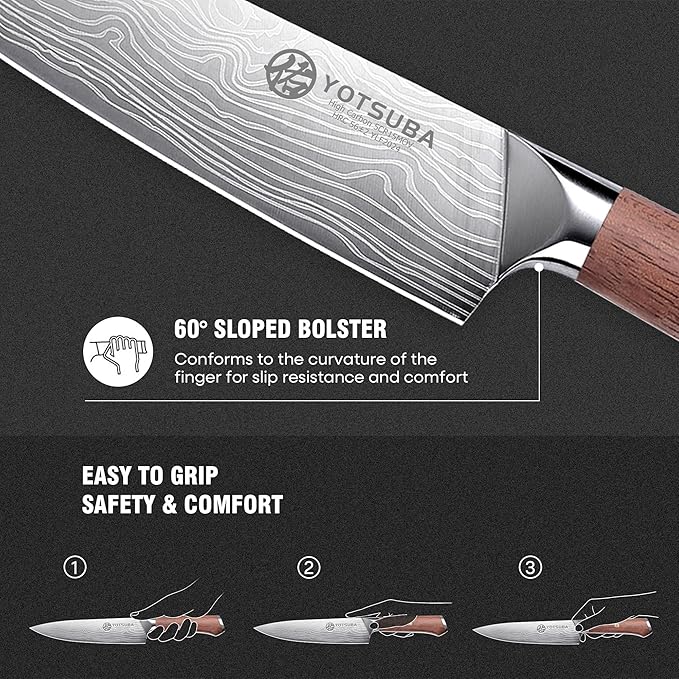 YOTSUBA Kitchen Knife Set 3 PCS, Ultra Sharp Japanese Knife Set, High Carbon Stainless Steel Blade With Smooth Ergonomic Handle for Home & Restaurant Use