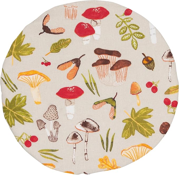 Now Designs Field Mushrooms Save It Reusable Cotton Bowl Covers 7.5 and 9.25 inch, Set of 2