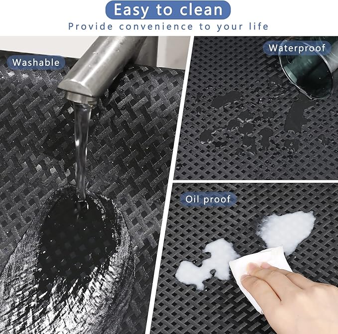 HooTown Shelf Liner Kitchen Cabinet Drawer Mats 11.8 Inch Wide x 78.7 Inch Long, Non Adhesive Vinyl EVA Washable Waterproof Pantry Closet, Cupboard, Drawer Organizer Mat, Black