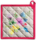 Maison d' Hermine Pot Holders 100% Cotton Heat Resistant Potholders 8" x 8" Hot Pads with Loop BBQ Baking Gifts for Mothers Day Handling Hot Pans Spring/Summer (Pack of 1, Jardin D'Ete - Fog)