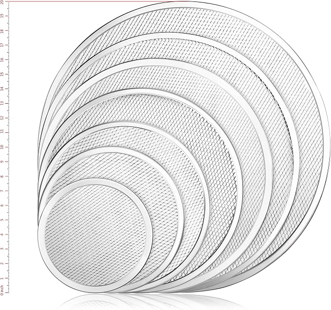 New Star Foodservice Restaurant-Grade Seamless Aluminum Pizza Baking Screen, 14 Inch, Pack of 6
