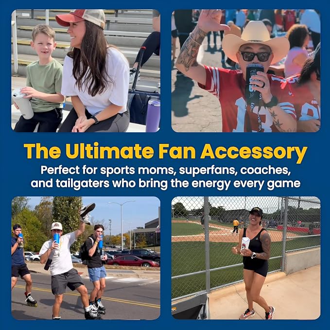 The LoudCup Blow Horn Tumbler, Cheer & Sip 2-in-1 Reusable Water Bottle with Built-In Horn for Sports Games, Tailgates, Parties & Events, BPA-Free, 23 oz, Jet Black