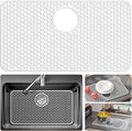 Bestjing Silicone Sink Protectors for Kitchen Sink - 26"x 14" Kitchen Protector Accessory, Non-Slip Heat Resistan Mat for Bottom of Farmhouse Stainless Steel Porcelain (Rear Drain Hole,White)