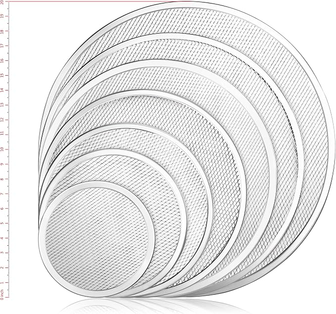 New Star Foodservice Restaurant-Grade Seamless Aluminum Pizza Baking Screen, 8 Inch, Pack of 6