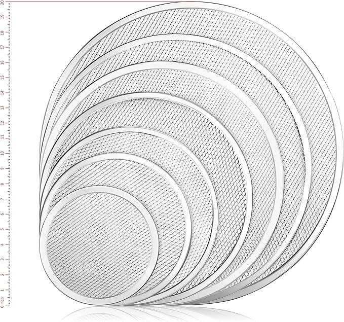 New Star Foodservice Restaurant-Grade Seamless Aluminum Pizza Baking Screen, 10 Inch, Pack of 6