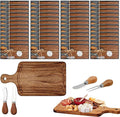 Ziliny 80 Sets Bridal Baby Shower Cheese Prizes Wooden Square Board Gift Set Knives Forks Thank You Tags with Box for Guests for Valentines Bridal Baby Shower Housewarming (Acacia Wood)