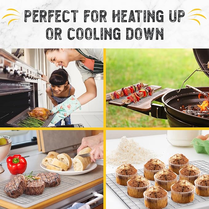 Checkered Chef Cooling Rack for Cooking and Baking - 10" x 15" Set of 2 Stainless Steel, Oven Safe Grid Wire Cookie Cooling Racks | Oven Safe, Grid Wire, Stainless Steel