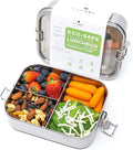 ecozoi Stainless Steel Lunch Box, 1-Tier Metal Bento Box Leak Proof with 5 Compartments, 50 Oz Metal Lunch Container, Meal Prep Food Container, with 50 ml Sauce Container