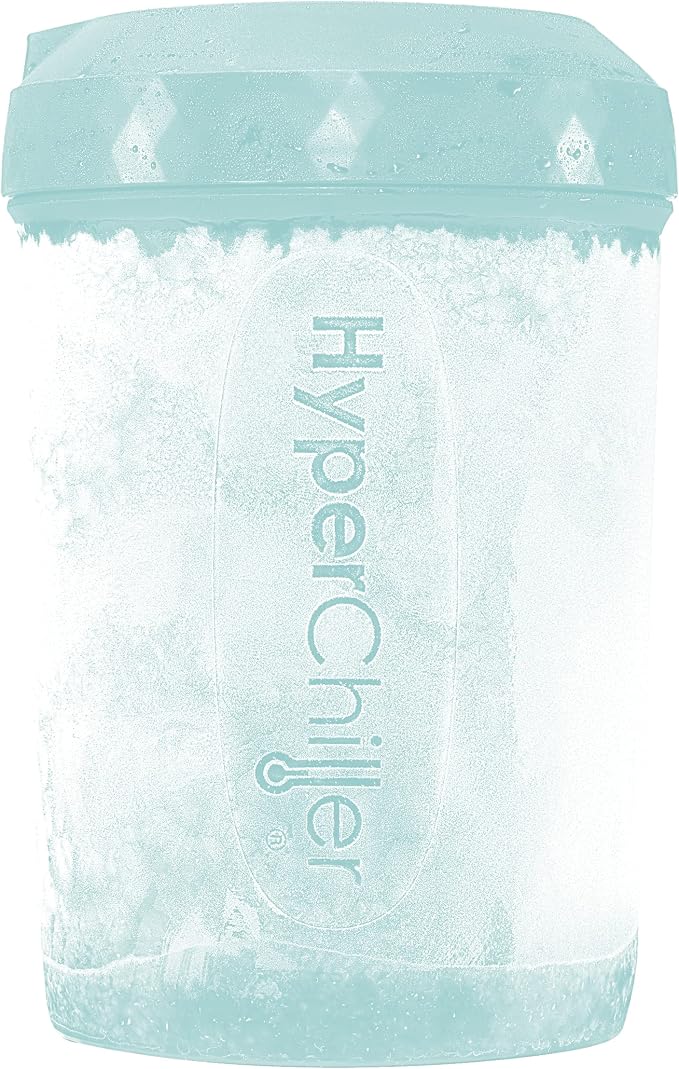 HyperChiller HC2AS Patented Iced Coffee/Beverage Cooler, NEW, IMPROVED,STRONGER AND MORE DURABLE! Ready in One Minute, Reusable for Iced Tea, Wine, Spirits, Alcohol, Juice, 12.5 Oz, Aqua Sky