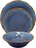 Gianna's Home 12 Piece Rustic Farmhouse Melamine Dinnerware Set (Blue)