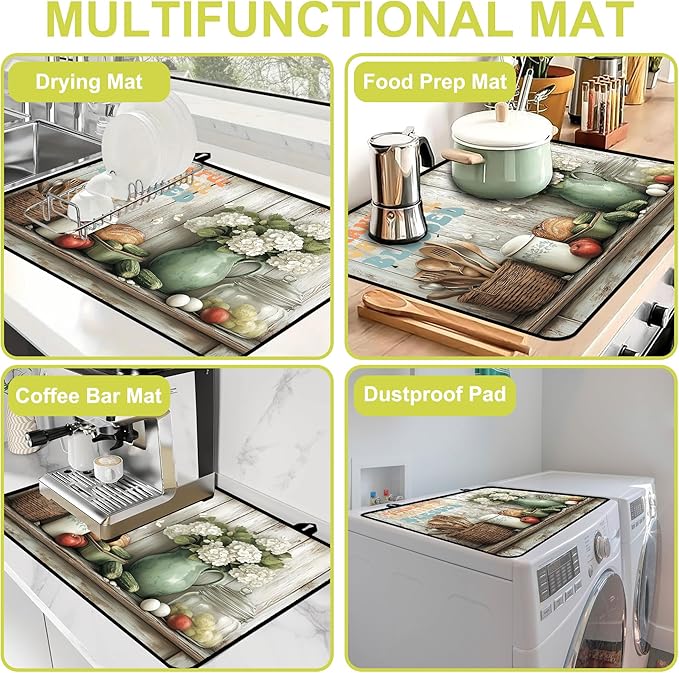 Glass Stove top Cover 28"x 20", Stove Top Covers for Electric Stove, Flat Range Mat for Glass Cooktop, Kitchen Heat-Resistant Protector Non-Slip Drying Mat (Thankful Gratefu Blessed)