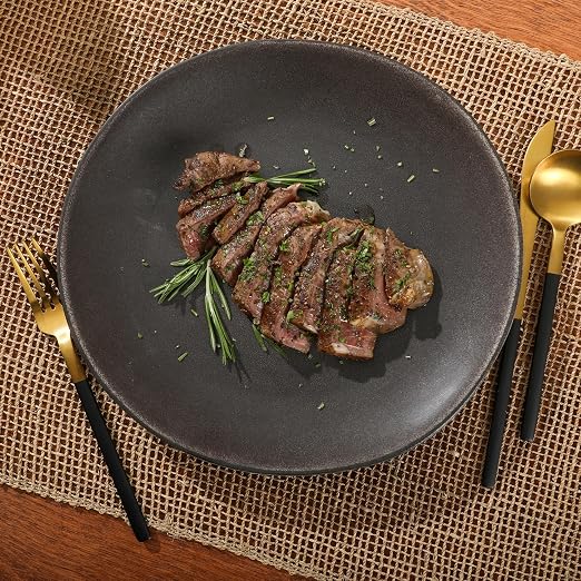 Gibson Elite Zion Mist 16 Piece Stoneware Reactive Glaze (Service for 4) Ceramic Plates and Bowls Modern Organic Dinnerware Set - Black