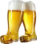 MyGift Das Boot Glasses Set of 2, Beer Glasses Giant 2 Liter, Oversized German Style Stein for Oktoberfest, Themed Parties, & Holiday Décor