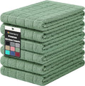 Homaxy Premium Cotton Kitchen Towels 16"x 28", Large Natural Ring Spun 390 GSM Dish Towels, Super Absorbent Terry Kitchen Hand Towels, Soft Tea Towels with Hanging Loop, Pure Grass Green, 6 Pack