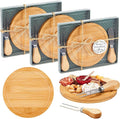 Maxcheck 3 Sets Baby Shower Bridal Game Prizes for Winners Round Cheese Board Set Wood Mini Charcuterie Board with Knives and Forks Thank You Card with Gift Box for Guests Wedding (Bamboo)