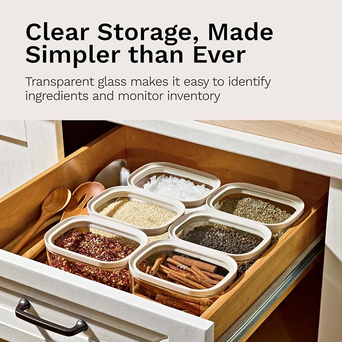 Naked Kitchen 20-Piece Food Storage Containers with Lids – Stackable BPA-Free Borosilicate Glass Pantry Storage Containers with Leak-Proof Airtight Seal for Kitchen & Pantry Organization – Green