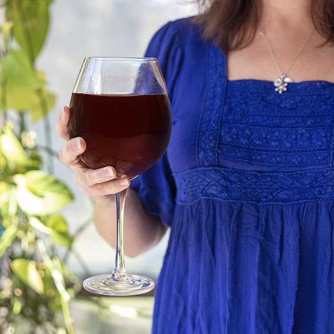 Oversized Giant 33.5oz Wine Glass - Holds a Full Bottle of Wine- Made of Hand-Blown Glass NOT Plastic- XL Glassware Fun for Charcuterie Boards, Bachelorette Trips & Weddings- Mothers Day Gifts for Mom