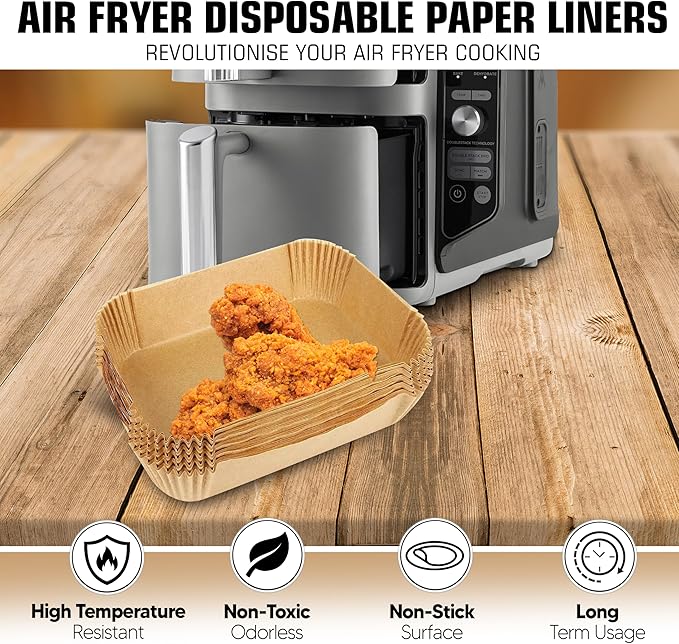 Air Fryer Liners for Ninja DoubleStack SL401 8-10QT: 150pcs Disposable Paper Liners, Compatible with Ninja SL401 and SL201 Double Stack by FryEasy