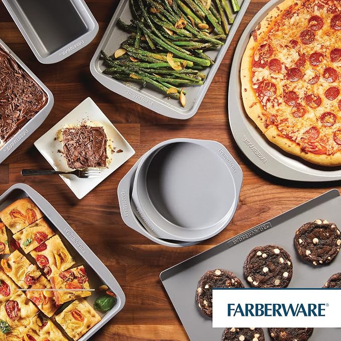 Farberware Golden Bake Bakeware Nonstick Round Cake Pan Set, 2-Piece, Gray