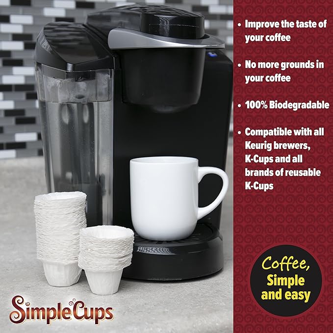 Disposable Paper Coffee Filters 100 count - Compatible with Keurig, K-Cup machines & other Single Serve Coffee Brewer Reusable K Cups - Use Your Own Coffee & Make Your Own Pods - Works with All Brands
