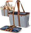 CleverMade Collapsible LUXE Tote, 30L Foldable Grocery Shopping Bag, Reusable