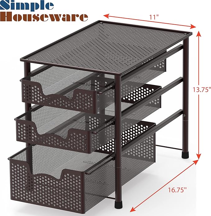 Simple Houseware Stackable 3 Tier Sliding Basket + Single Tier Sliding Basket