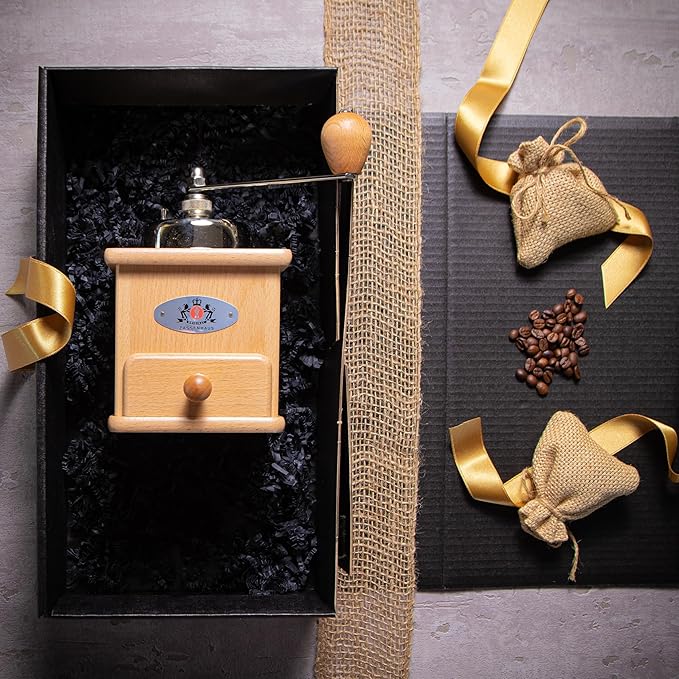 Zassenhaus Brasilia Coffee Mill, Beechwood Manual Coffee Bean Grinder, Traditional Hand Crank Coffee Mill,Natural/Chrome