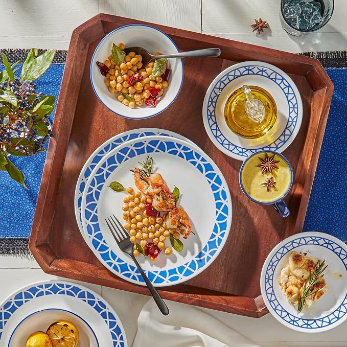 Corelle Vitrelle Glass Dinnerware Set, Chip & Crack Resistant Triple Layer Glass, 4-PC Dinner Plates, Paloma