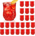 24 Pack Plastic Stemless Wine Glasses,12oz Unbreakable Vintage Elegant Drinking Glass Set,Reusable Fancy Cocktail Cups for Party, Wedding, and Bulk Events (24, 12oz-Red)