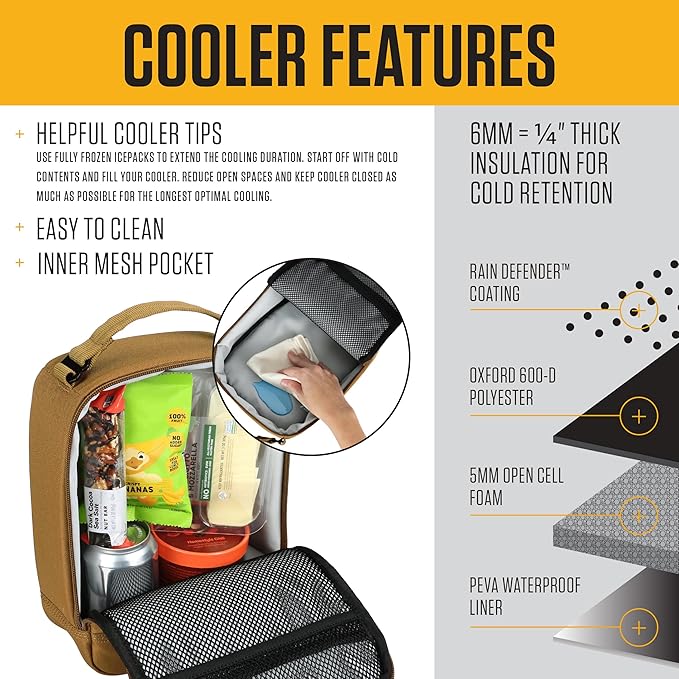 Carhartt Insulated Lunch Cooler For Men and Women, Fully Insulated Lunch Pale for Work, Outdoor, and Everyday Use, Workwear Blue