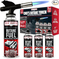 Butane Torch Lighter Combo w/ 4 x 8 oz. Butane Fuel by Chef Master, Refillable Kitchen Cooking Torch for Brulee, Dessert, Baking, Cafe, Hotel & Restaurant, Home Necessities & Kitchen Essentials -90014