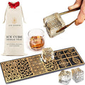 Clear Ice Cube Maker Design Tray - Craft Modern Ice Molds for Bourbon & Cocktails in 5 Seconds - Whiskey Mold Cube Stamp – Bartender Accessories - Copper Ice Press Cocktails by Ash Harbor (Botanicals)