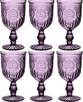Purple Wine Glasses set of 6 purple goblets. GLASS goblets for wine, water or cocktails, vintage glassware and DISHWASHER SAFE, colorful glassware.