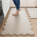 Arenarug Upgrade Scalloped Embossed Kitchen Mats for Floor 2PCS Cushioned Anti Fatigue Waterproof Foam Kitchen Rugs Non Slip Washable Comfort Standing Mat for Sink Laundry,17.3"x30"+17.3"x47",Khaki
