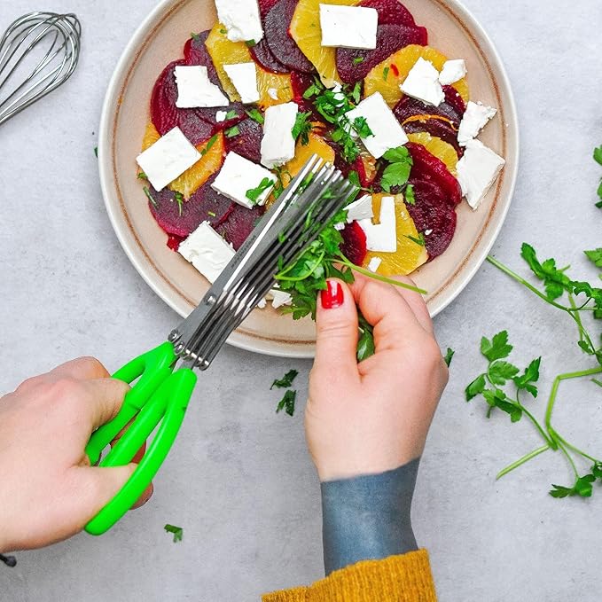 Westmark Germany Stainless Steel 5-Blade Herb Scissors with Cleaning Comb (Green)