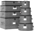YearningHome China Storage Containers Hard Shell,Moving Boxes for Mugs,Wine Glassess,Plates,Sausers,Utensils and Dinnerware, Sturdy Dish Organizer with Felt Dividers,8-Piece Set,Grey