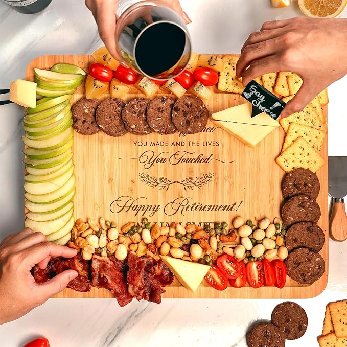 Personalized Retirement Charcuterie Board, Employee Appreciation Cheese Board - Retirement Gifts for Coworker, Farewell Gifts for Boss, Leader