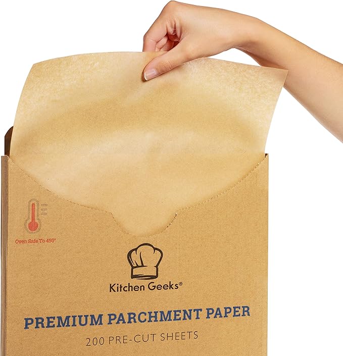 Parchment Paper Baking Sheets Unbleached Non-Stick Precut 12x16 Inches Will Not Curl Pack of 200