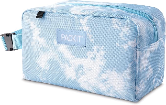 PackIt Freezable Small Insulated Snack Box, Blue Sky, with EcoFreeze Technology (Built-in Ice Pack), Mini Cooler or Small Lunch Bag, For Fresh Snacks On the Go, for Work, Gym, or Travel