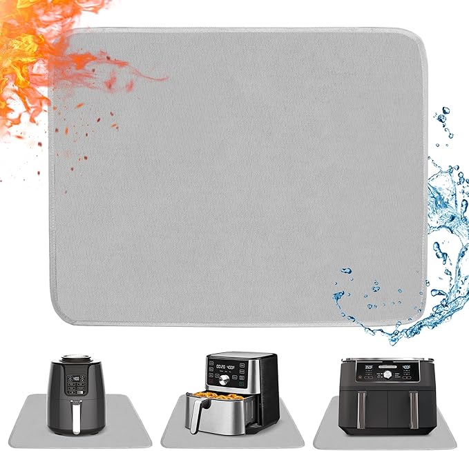 Heat Resistant Mat for Air Fryer, 21 x 24in Heat Resistant Mat for Countertop, Fireproof Silicone Countertop Protector Appliance Slider Hot pod for Air Fryer, Coffee Maker, Toaster, Oven (Grey)