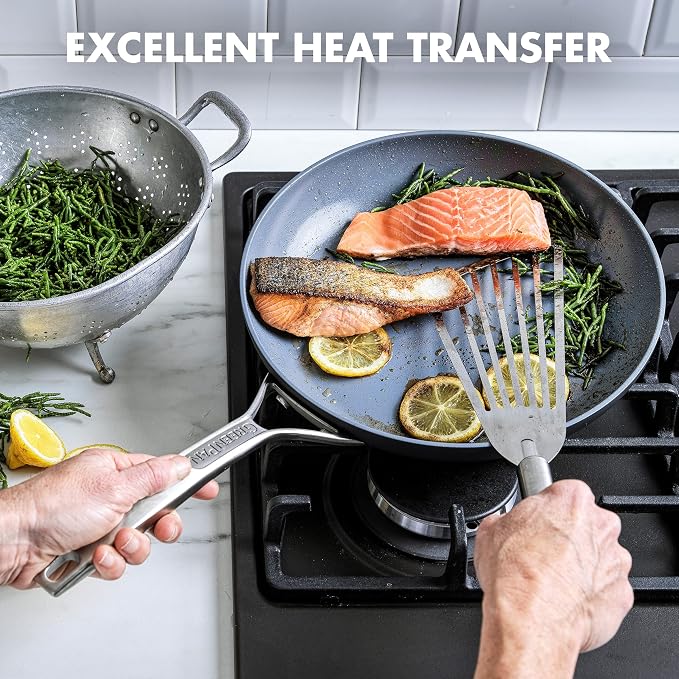 GreenPan Paris Pro Hard Anodized Healthy Ceramic Nonstick, 12" Frying Pan Skillet, PFAS-Free, Dishwasher Safe, Grey