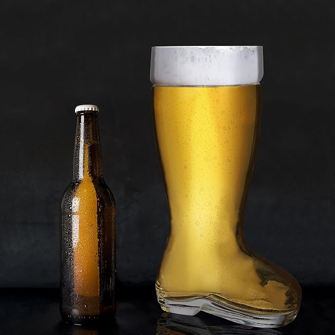MyGift Das Boot Glasses Set of 2, Beer Glasses Giant 2 Liter, Oversized German Style Stein for Oktoberfest, Themed Parties, & Holiday Décor