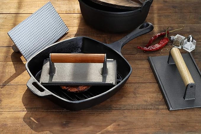 New Star Foodservice 36435 Commercial Grade Iron Steak Weight/Bacon Press, 8.25 by 4.25-Inch