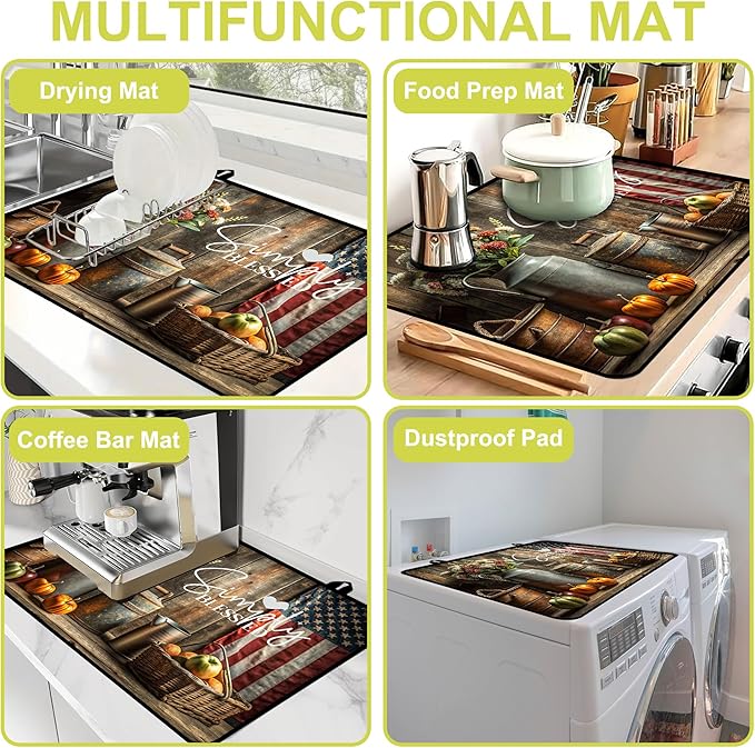 Glass Stove top Cover 28"x 20", Stove Top Covers for Electric Stove, Flat Range Mat for Glass Cooktop, Kitchen Heat-Resistant Protector Non-Slip Drying Mat (Simply Blessed Rustic Items)