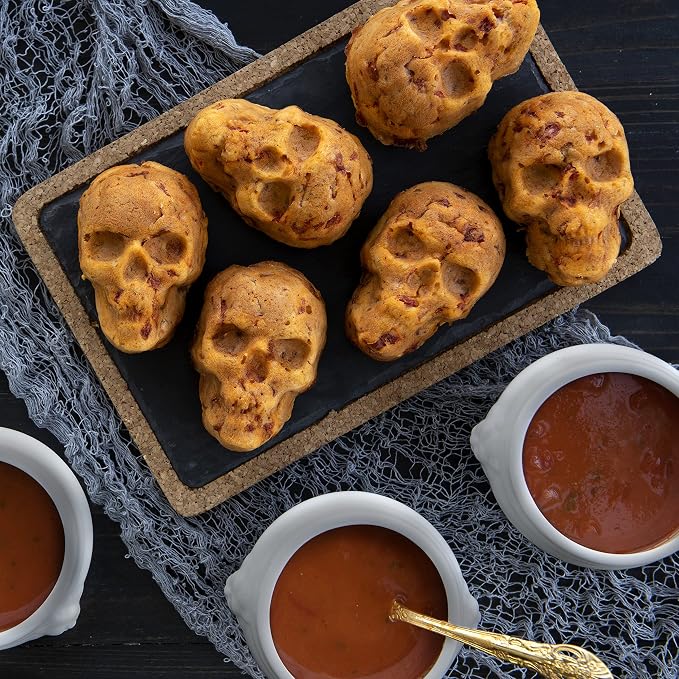Nordic Ware Halloween Bakeware, Haunted Skull Cakelet Pan, Bronze (Pack of 3)